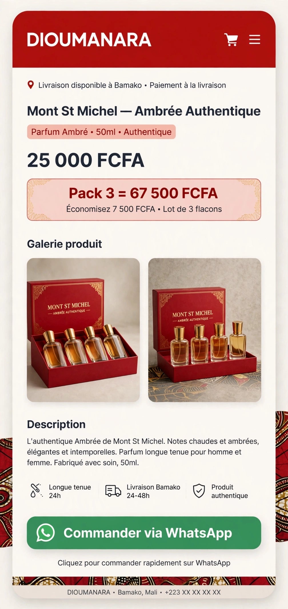 Mont St Michel - Ambrée Authentique - Eau de Cologne 50ml